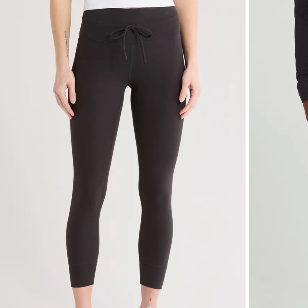 Z by zella black cropped tie high waisted leggings medium